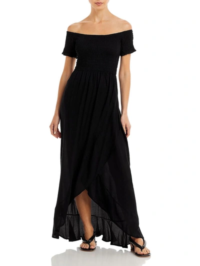 Shop Tiare Hawaii Cheyenne Womens Smocked Long Maxi Dress In Black