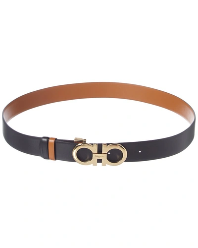 Ferragamo Reversible And Adjustable Gancini Belt In Brown