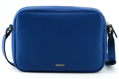 Shop Versace Blue Calf Leather Camera Shoulder Women's Bag