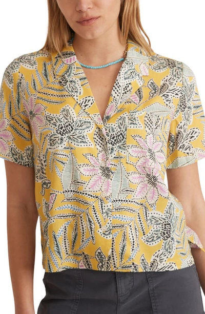 Shop Marine Layer Lucy Floral Short Sleeve Button-up Camp Shirt In Bamboo Floral