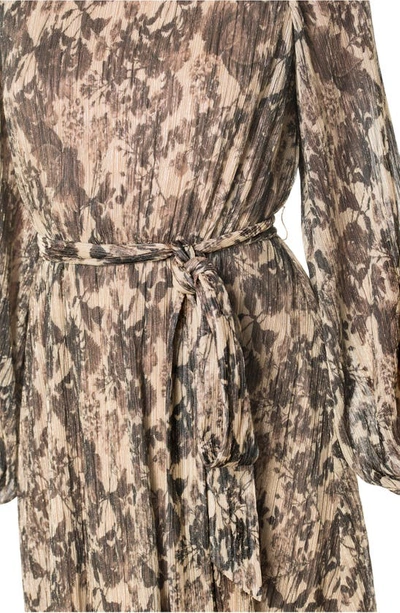 Dress The Population Kirsi Printed Metallic Long Sleeve Minidress In Black Multi