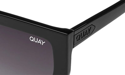 Shop Quay Contoured 45mm Polarized Cat Eye Sunglasses In Black/ Smoke Polarized