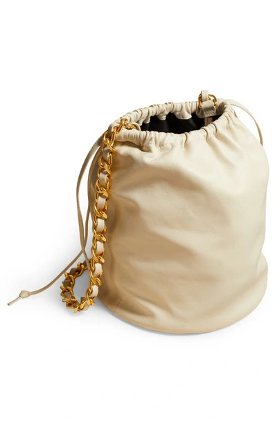 Shop Khaite Small Aria Leather Bucket Bag In Off White