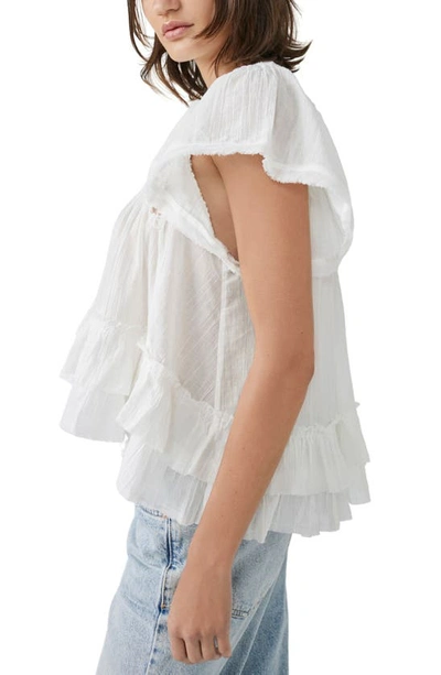 Harrison Lace Ruffle Blouse In White