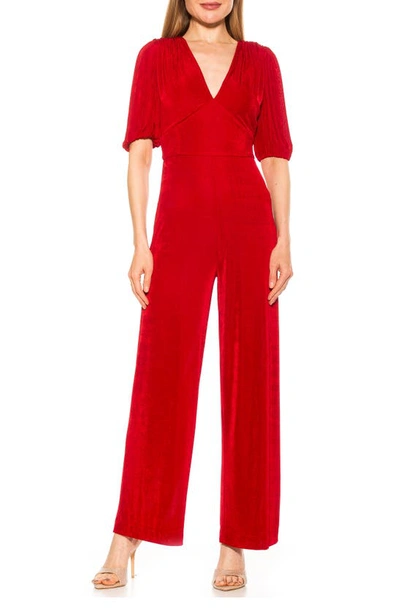 Shop Alexia Admor Ivy Bubble Sleeve Jumpsuit In Cranberry