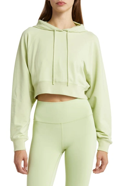 Shop Alo Yoga Double Take French Terry Crop Hoodie In Iced Green Tea