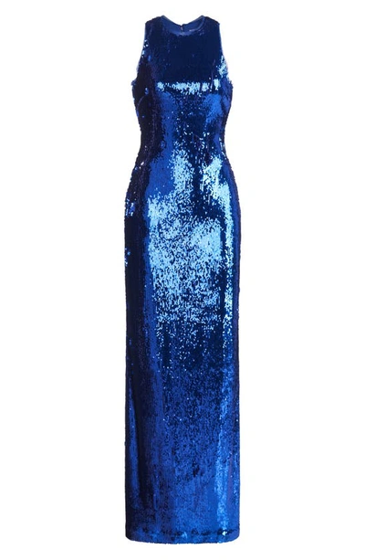 Shop Halston Hasia Sequin Column Gown In Klein Blue