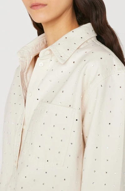 Shop Frame Oversize Embellished Button-up Shirt In Bone