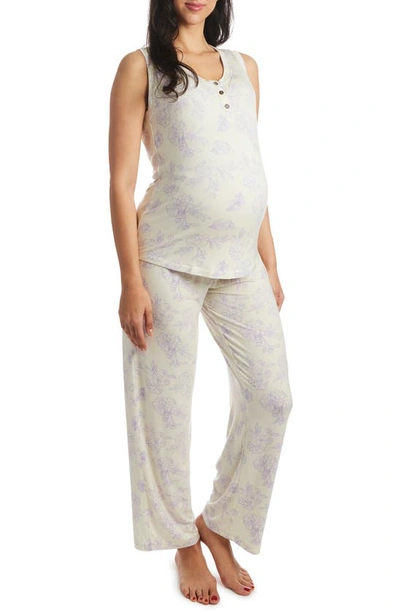 Shop Everly Grey Joy Tank & Pants Maternity/nursing Pajamas In Bali
