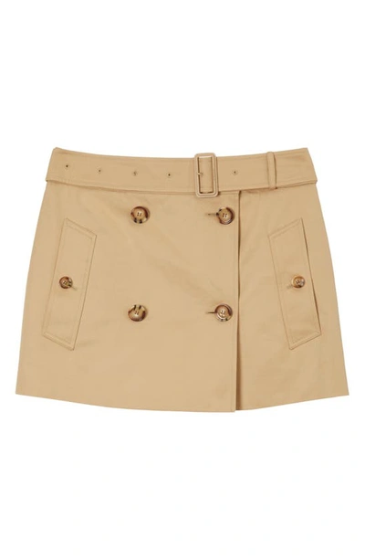 Shop Burberry Brielle Cotton Gabardine Trench Miniskirt In Soft Fawn