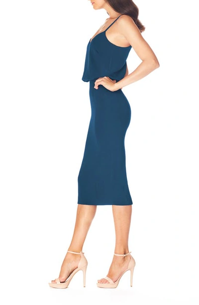 Dress The Population Alondra Blouson Sheath Dress In Peacock Blue