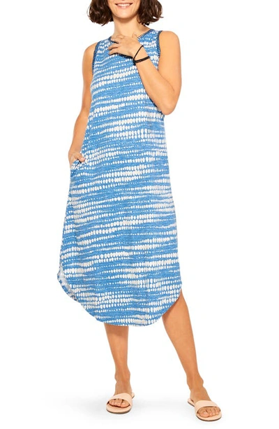 Shop Nic + Zoe Dotty Lines Midi Tank Dress In Blue Multi