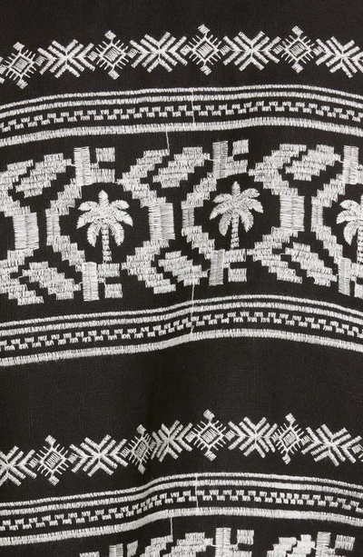 Shop Johanna Ortiz Black Sand Embroidered Cotton Blend Top In Tropic Black/ Ecru