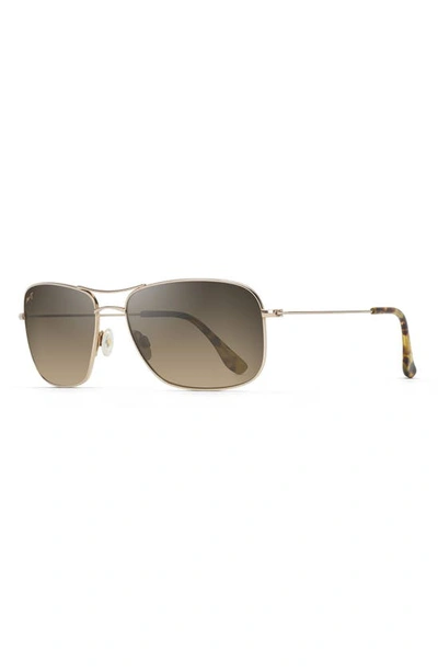 Shop Maui Jim Wiki Wiki 59mm Polarized Aviator Sunglasses In Gold/ Bronze