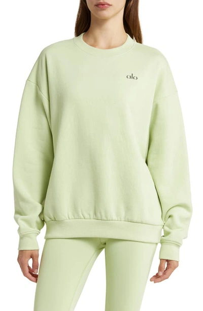 Shop Alo Yoga Accolade Crewneck Cotton Blend Sweatshirt In Iced Green Tea