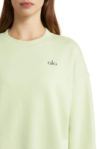 Shop Alo Yoga Accolade Crewneck Cotton Blend Sweatshirt In Iced Green Tea