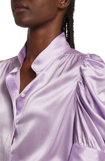 Shop Frame Gillian Stretch Silk Blouse In Lilac