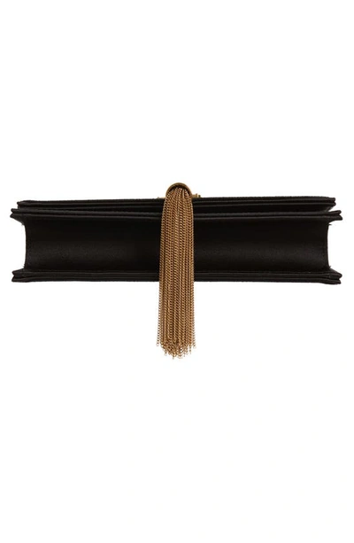 Shop Saint Laurent Kate Tassel Satin Wallet On A Chain In Nero/ Nero/ Nero