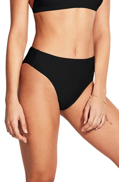 Shop Seafolly Essentials High Waist Bikini Bottoms In Black