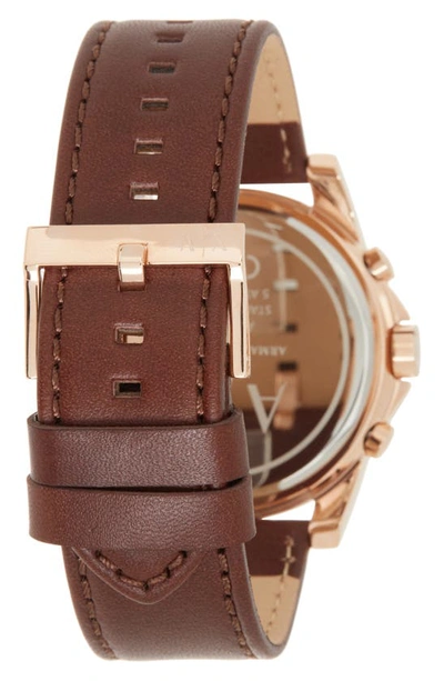 Shop Ax Armani Exchange Analog Leather Strap, 45mm In Rose Gold