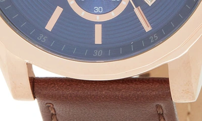 Armani Exchange Analog Leather Strap, 45mm In Rose Gold