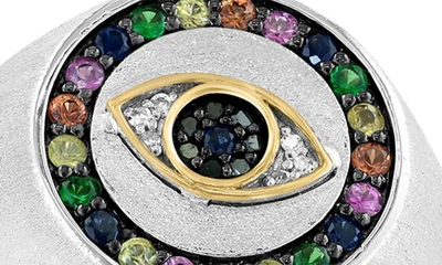 Shop Effy Sterling Silver & 14k Gold Evil Eye Signet Ring In Silver Multi
