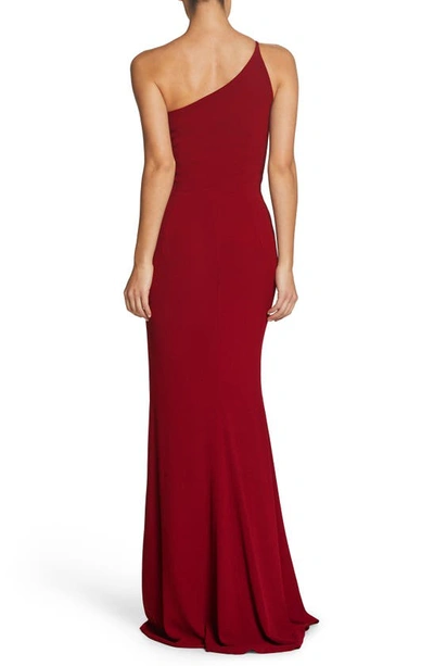 Shop Dress The Population Amy One-shoulder Crepe Gown In Garnet