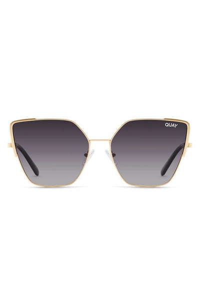 Shop Quay Srsly 53mm Gradient Polarized Cat Eye Sunglasses In Gold/ Smoke Polarized