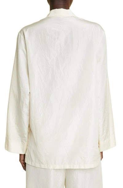 Shop The Row Morpheus Washed Silk Taffeta Button-up Shirt In Off White