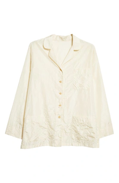 Shop The Row Morpheus Washed Silk Taffeta Button-up Shirt In Off White
