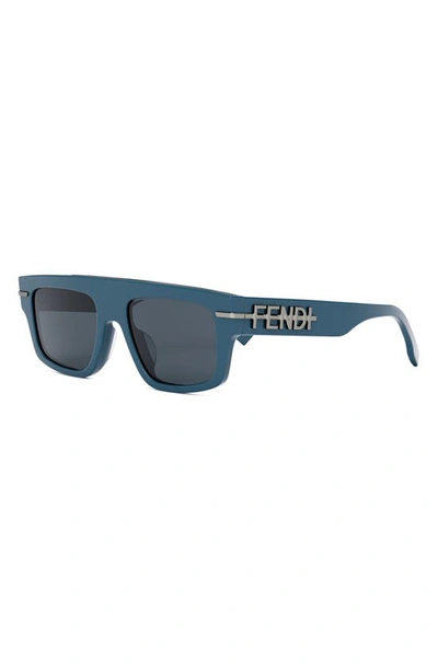 Shop Fendi The Graphy 54mm Geometric Sunglasses In Shiny Blue / Blue