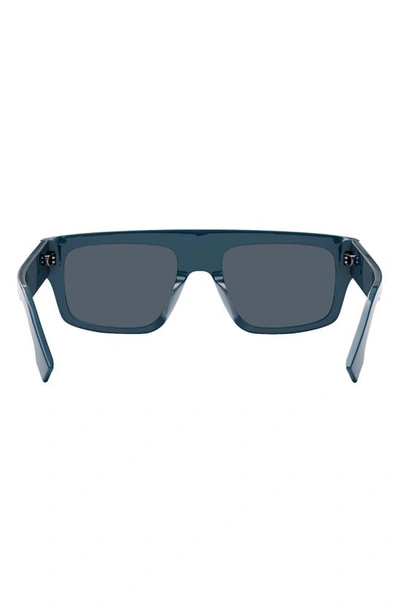 Shop Fendi The Graphy 54mm Geometric Sunglasses In Shiny Blue / Blue