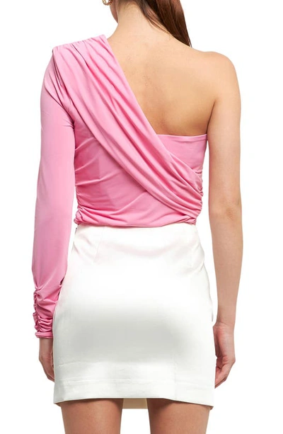 Shop Endless Rose Shirred One-shoulder Top In Pink
