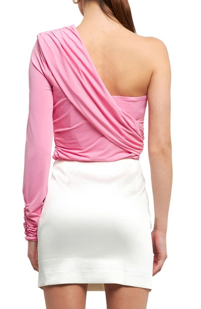 Endless Rose Shirred One-shoulder Top In Pink