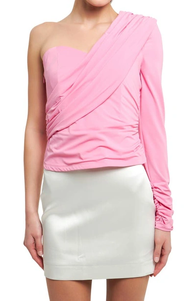 Endless Rose Shirred One-shoulder Top In Pink