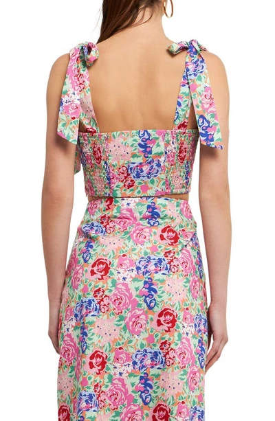 Endless Rose Floral Print Crop Tank In Coral Multi