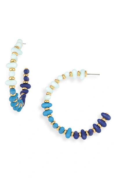 Shop Lele Sadoughi Candy Beaded Large Hoop Earrings In Ocean Cove