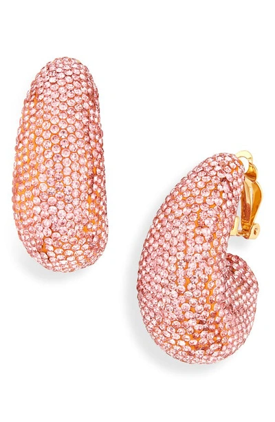 Shop Lele Sadoughi Pavé Dome Hoop Clip-on Earrings In Shell Pink