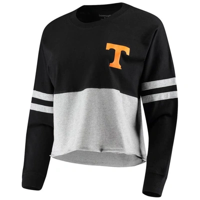 Shop Boxercraft Black/heathered Gray Tennessee Volunteers Cropped Retro Jersey Long Sleeve T-shirt