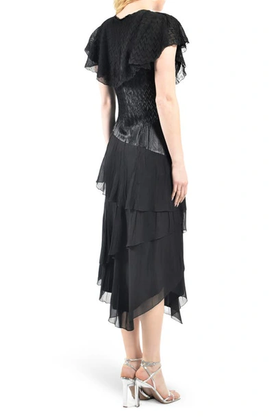 Komarov Flutter Sleeve Dress In Black