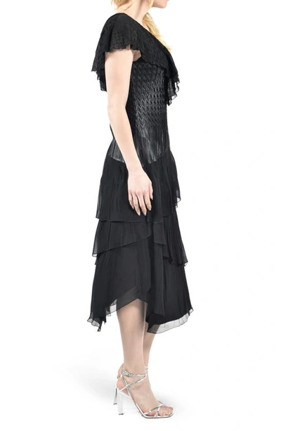 Komarov Flutter Sleeve Dress In Black