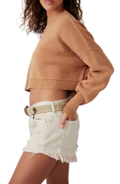 Shop Free People Easy Street Crop Pullover In Camel