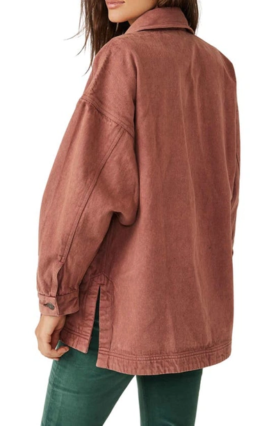 Shop Free People Madison City Twill Jacket In Chocolate Lava