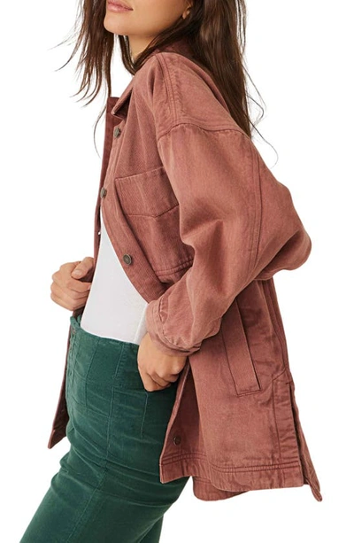Shop Free People Madison City Twill Jacket In Chocolate Lava