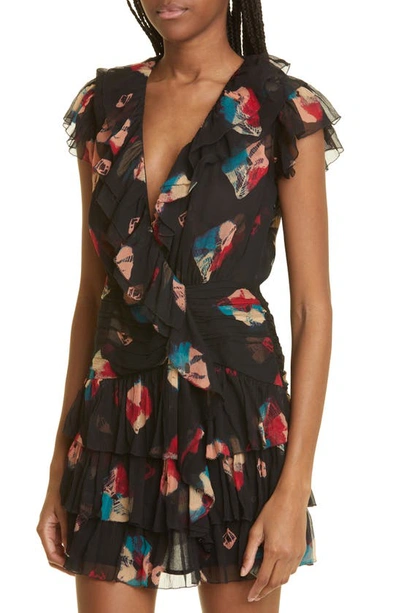 Shop Ulla Johnson Zina Silk Ruffle Dress In Nocturne