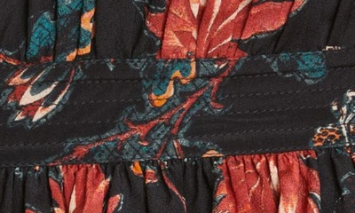 Shop Ulla Johnson Zuma Floral Print Silk Peplum Camisole In Obsidian