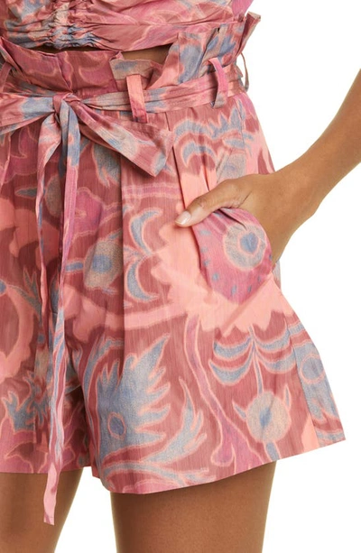 Shop Ulla Johnson Abri Paperbag Waist Shorts In Passionflower