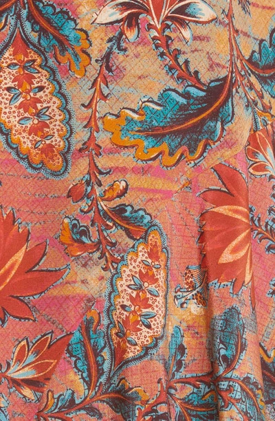 Shop Ulla Johnson Renata Floral Ruffle Silk Dress In Coral Bloom