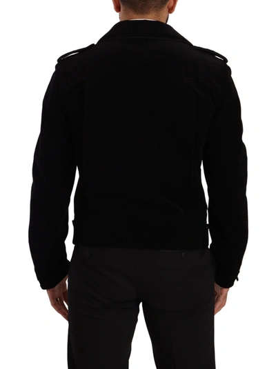 Shop Dolce & Gabbana Sleek Black Cotton Biker Men's Jacket