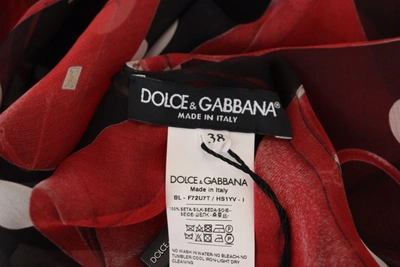 Shop Dolce & Gabbana Black Red Sicily Bag Silk Shirt Top Women's Blouse